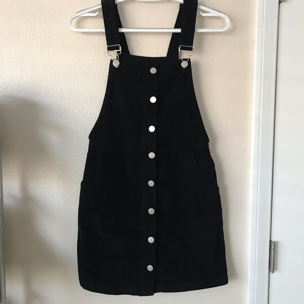 Black Corduroy Overall Dress